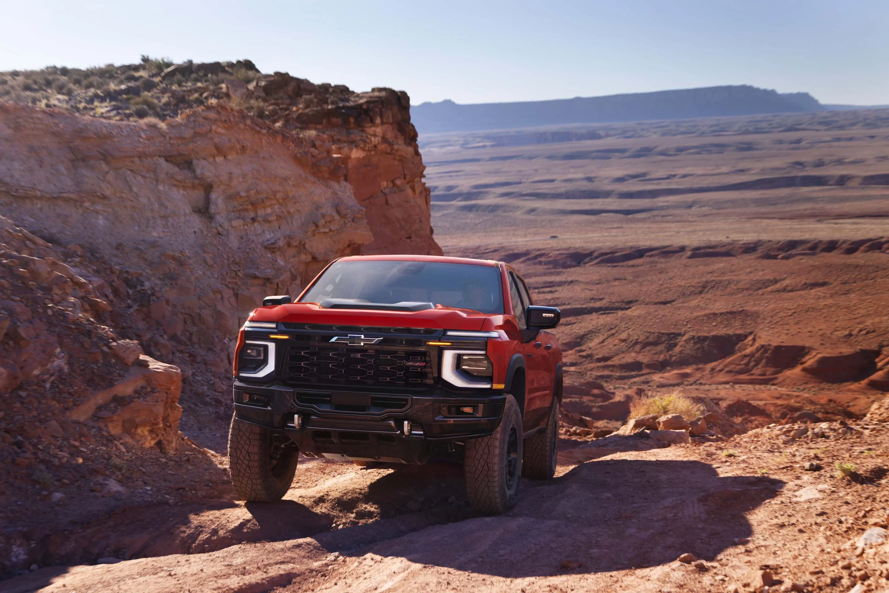 2027 Chevrolet Silverado 1500 ZR2 Bison Edition in Apex Red in the desert